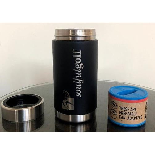The Soulful Golf Can Cooler is the perfect way to keep your drink cool while you play 9 or 18 holes. Double-wall stainless steel vacuum-insulated design will do the trick, and it’s freezer safe. Comes with freezable adapters that fit neatly into any standard 12 oz or 16 oz tall boy aluminium cans.